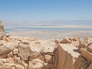 Scenic view of sea against clear sky