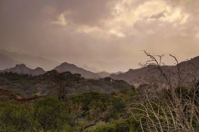 Scenic view of mountains against sky