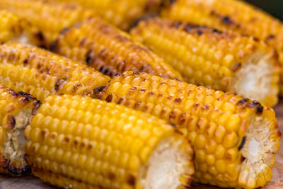 Close-up of roasted meat on barbecue grill