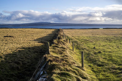 Scenic view of land against sky