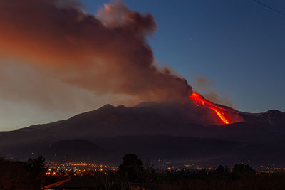 Overview of the etna volcano during the eruption of 16 february 2020