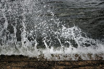 Waves splashing on rocks