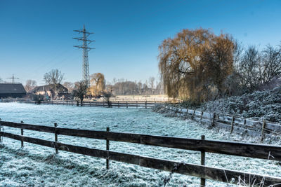 Scenic view of snow covered landscape against sky