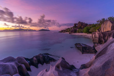 Panoramic view of sea against sky during sunset