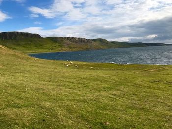 Scenic view of land against sky