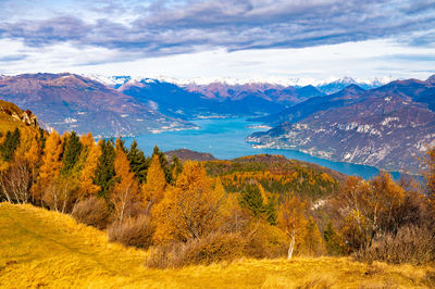 Panorama of lake como, photographed in autumn from monte san primo