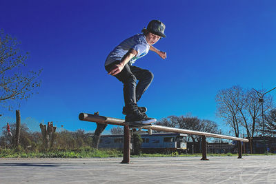 Skateboarder sliding