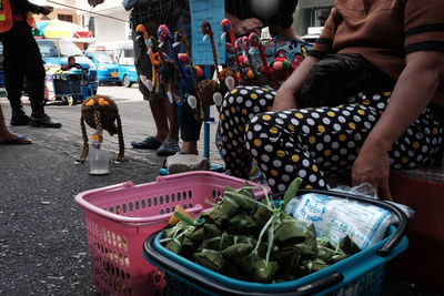 People at market stall