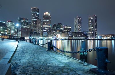 Illuminated city at night