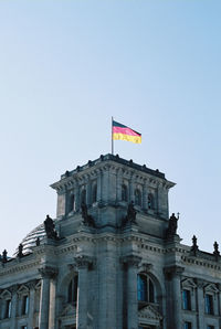 Low angle view of building against clear sky