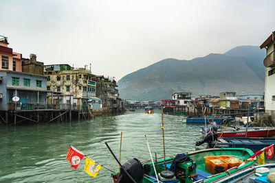 Fishing boats at tai o, a traditional village in lantau island, hong kong.