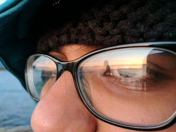 Close-up cropped eyes of young man