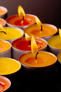 Close-up of illuminated candles