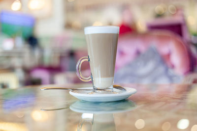 Close-up of drink in glass on table