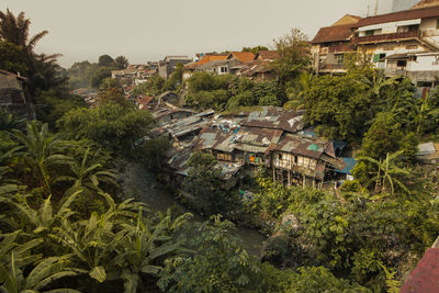 High angle view of townscape by buildings in city