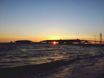 Scenic view of sea at sunset