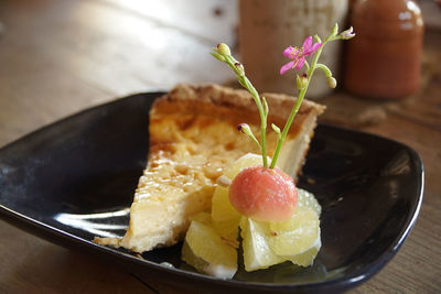 Close-up of dessert in plate on table