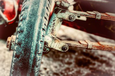 Close-up of rusty bicycle