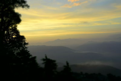 Silhouette of mountains at sunset