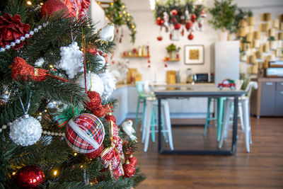 Christmas decorations on table