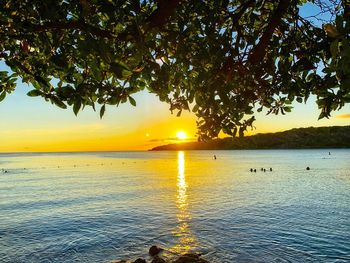 Scenic view of sea against sky during sunset