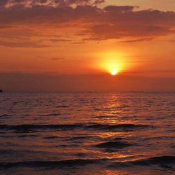 Scenic view of sea at sunset