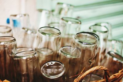 Close-up of empty glasses