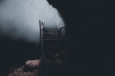 Train on railroad track at night