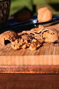 Close-up of chopped mushrooms on table