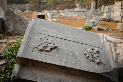 Stone sculpture in cemetery