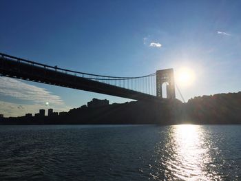 Suspension bridge over river