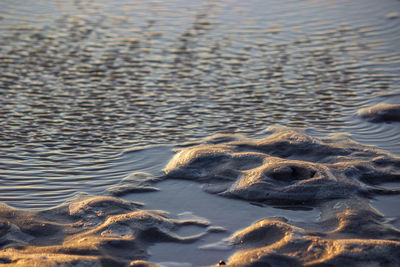 High angle view of surf on beach