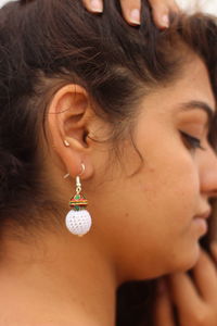 Close-up portrait of a young woman