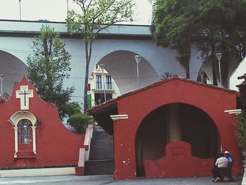 View of people walking in park