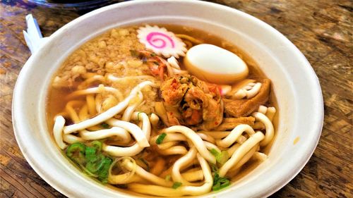 Close-up of soup served in bowl