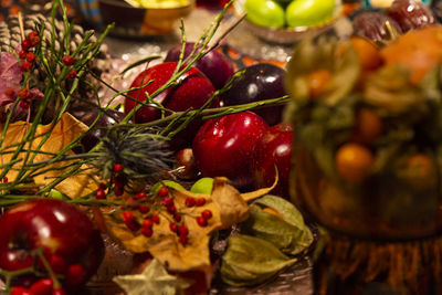 Close-up of strawberries on table