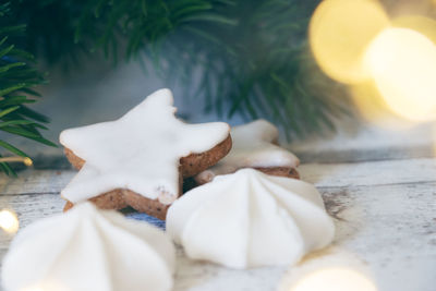 Close-up of cookies on table