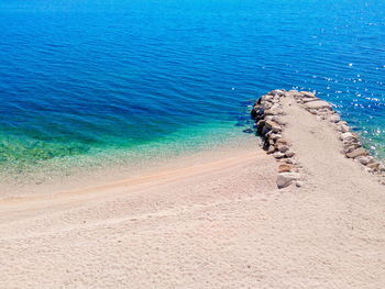 Scenic view of sea against blue sky