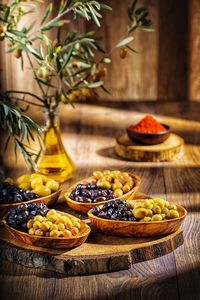 Fruits served on table