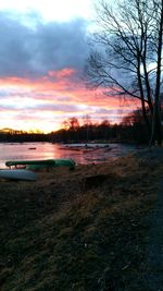 Scenic view of landscape against sky at sunset