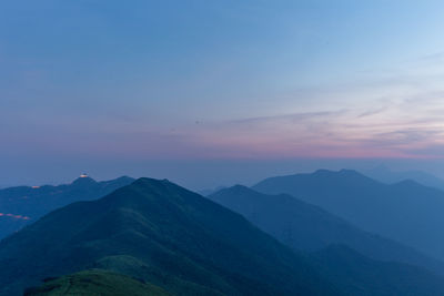 Silhouette of mountain against sky at sunset