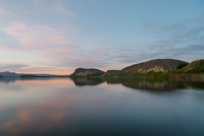 Mountains and lake during sunset