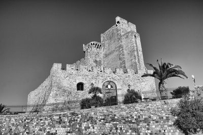 Low angle view of historical building against clear sky