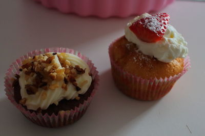 Close-up of cupcakes on table