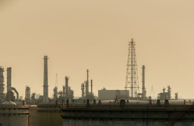 Factory against clear sky during sunset