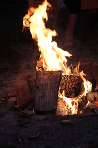 Low section of bonfire