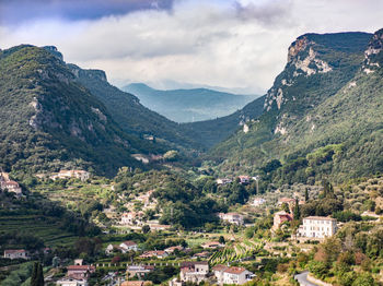 Landscape with mountains and ligurian hinterland in the city of finale ligure