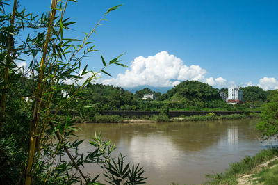 Scenic view of lake against sky