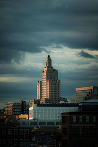 Clouds over a skyscraper in providence, rhode island.