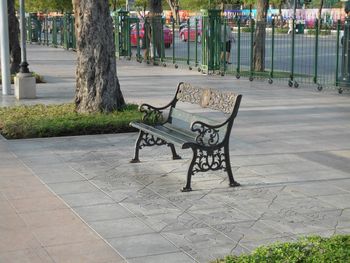 Empty benches in park